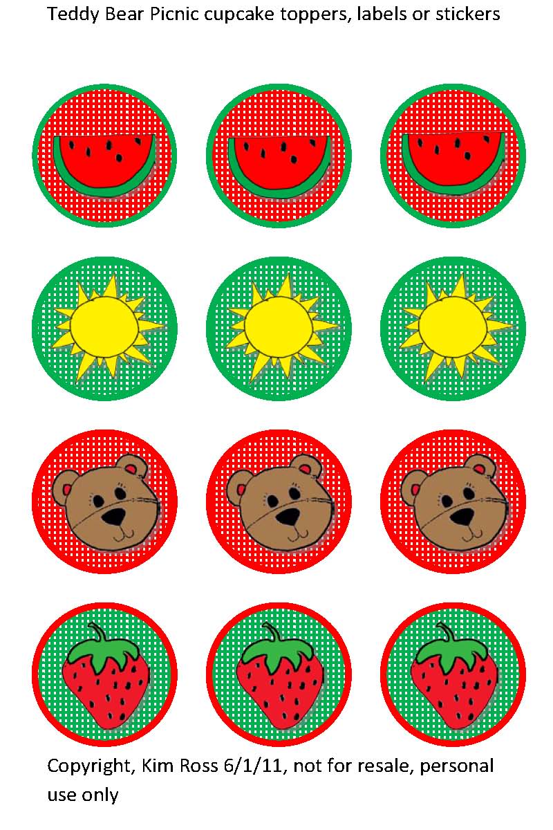 Tea Time, Parties & Cupcakes (FREE) TEDDY BEAR PICNIC cupcake toppers