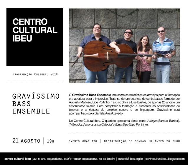 CentroCulturalIbeu Gravissimo 21Agosto 21 de agosto - Gravíssimo Bass Ensemble