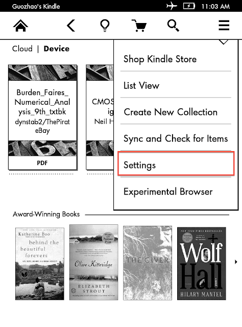 Amazon Kindle Paperwhite Settings