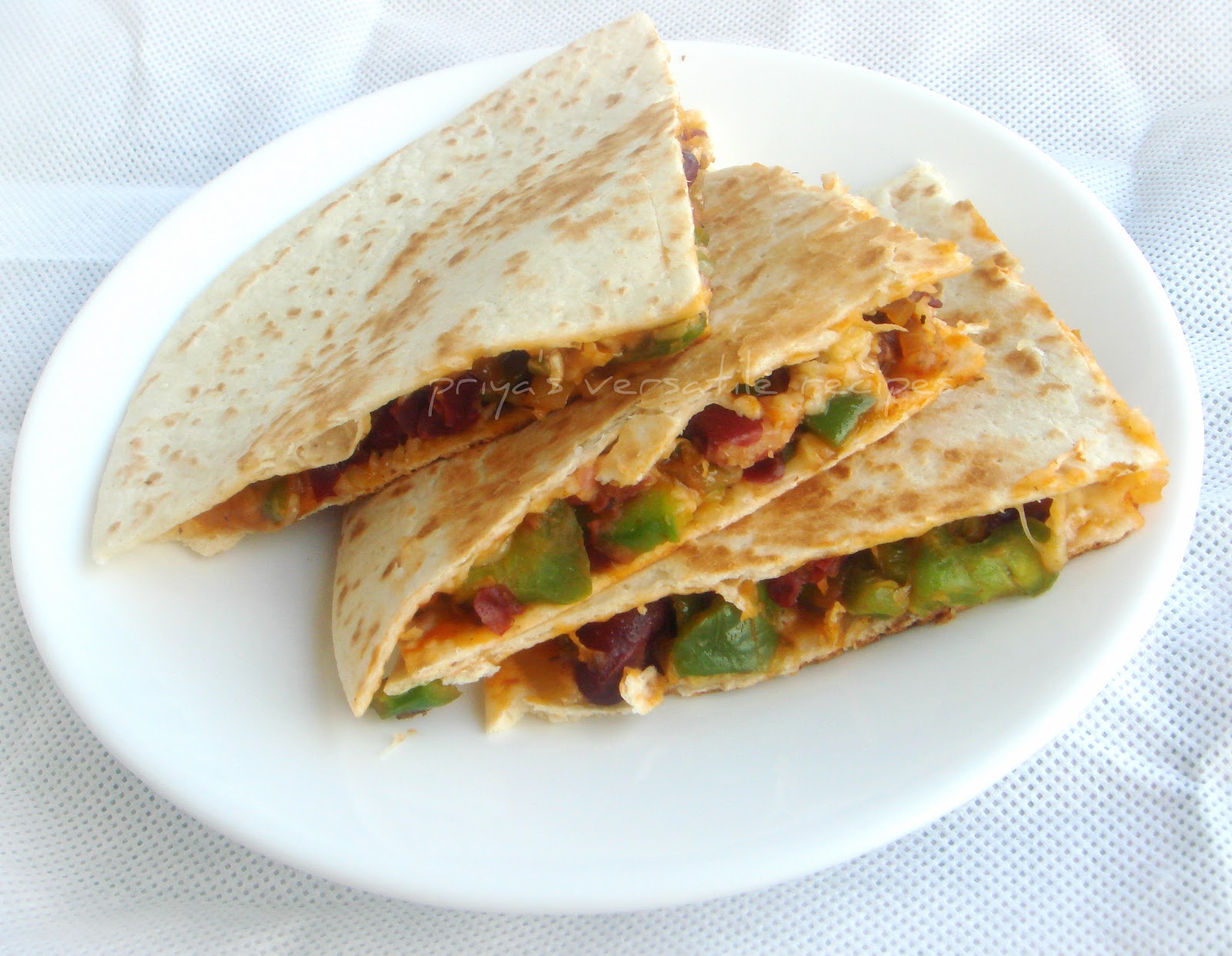 Priya's Versatile Recipes Kidney Beans & Bellpepper Quesadillas