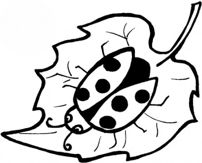 Line Drawing :: Clip Art :: Lady Bug on the Leaf