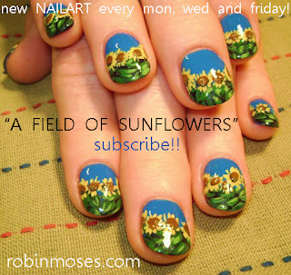 robin moses nail art, sunflower nail art, a field of sunflowers nail art, warhol nail art, nicki minaj nail art, delfts blauw nail art, delfts blauw royal nail art,