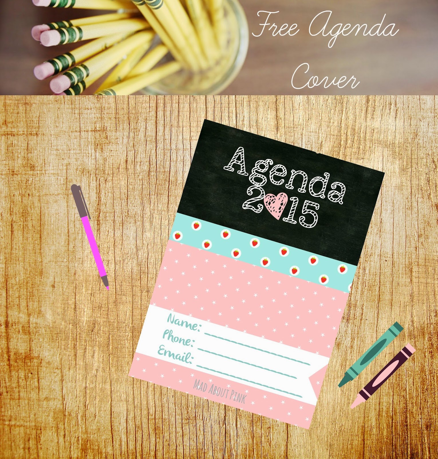 Mad About Pink 2015 agenda cover free printable part 2
