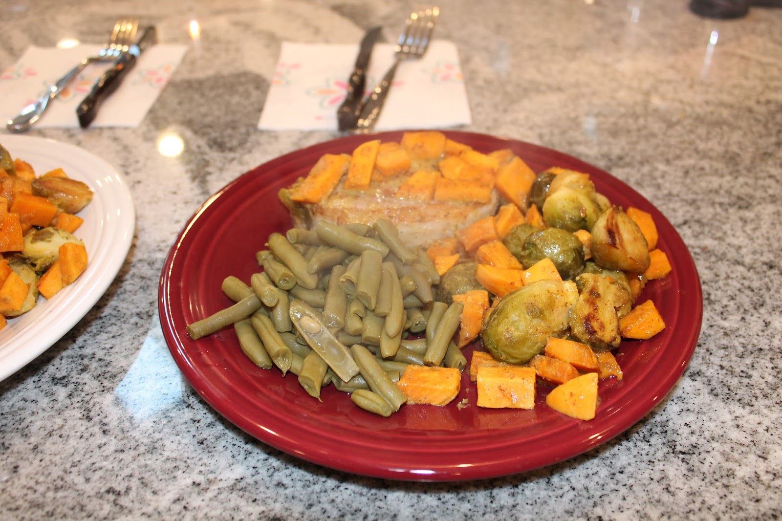 Dinner with the Grobmyers Roasted Pork Chops with Brussels Sprouts and