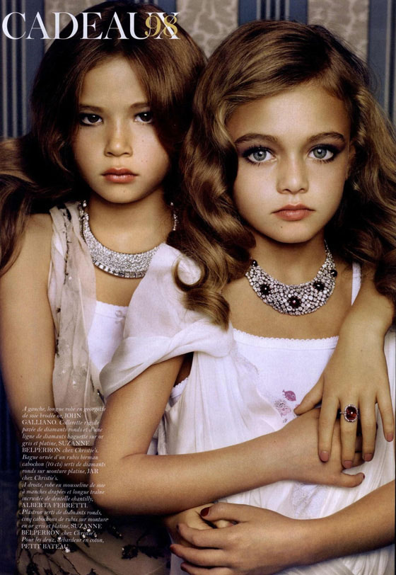 10-year-old little girl model in Vogue magazine