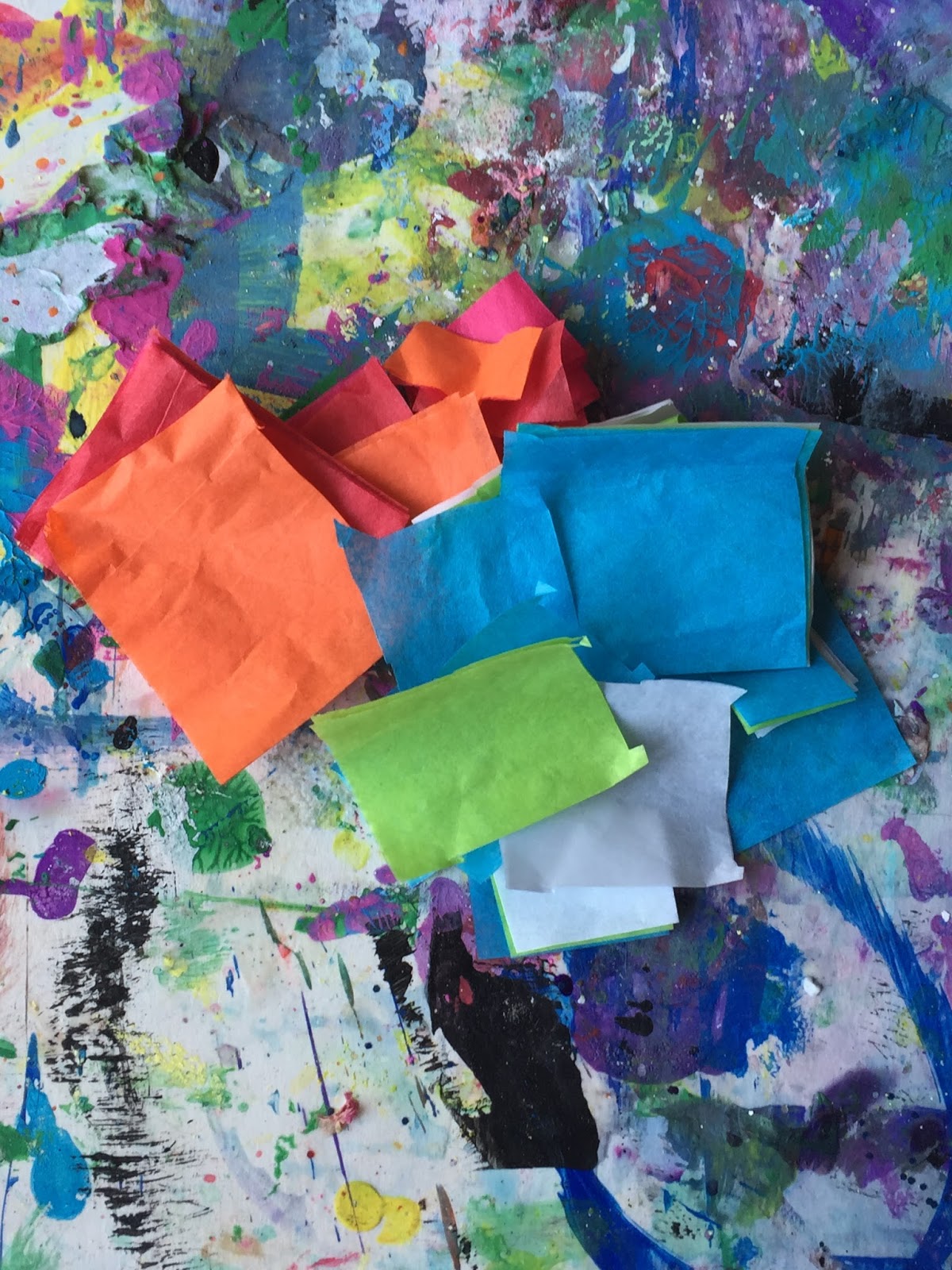 Kids' Tissue Paper Collage Made Easy with Double-Sided Tape!