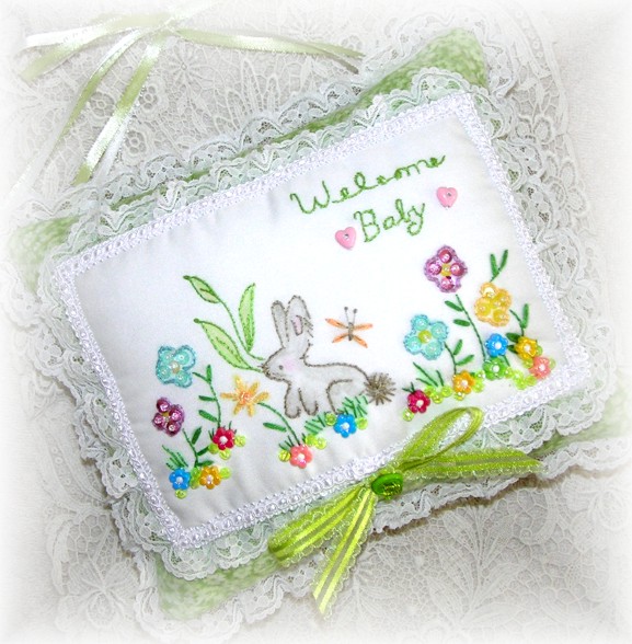 Kitty And Me Designs Welcome New Baby Pillow