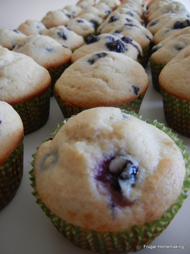 Frugal Homemaking Big Batch Blueberry Muffins {Fill Your Freezer!}