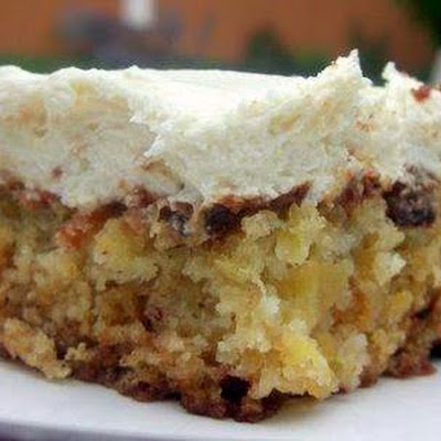 /></a></div> <p><br/> <br/> <strong>Pineapple Pecan Cake w. Cream Cheese Frosting</strong><br/> <em><strong>(recipe source: piarecipes.com)</strong></em></p> <p><strong><br/> <em>This is such a delicious and quick 'go to' cake when you need something fast! I hope that you like it.</em><br/> Ps.. I've reduced the sugar amounts from the original recipe and it's still wonderful!<br/> <br/> Ingredients:</strong></p> <p>2 cups of flour<br/> 1 cup of sugar<br/> 2 teaspoons baking soda<br/> 2 eggs<br/> 20 oz can crushed pineapple with juice<br/> 1 cup chopped pecans (optional)<br/> <br/> <strong>Icing:</strong><br/> <br/> 1 stick butter, softened<br/> 1 8oz cream cheese, softened<br/> 1 1/2 cups confectioners sugar<br/> 1 tablespoon vanilla<br/> <br/> <em>Instructions</em>: Mix the dry ingredients. Add in the eggs, pineapple along with its juice, and the pecans.Stir just until moistened. Pour into a buttered 9×13 inch baking pan. Bake in a preheated 350 degree oven for abot 35 minutes or until toothpick comes out clean. Cool completely.<br/> <br/> <em>Icing</em>: Combine cream cheese, butter, confectioners sugar, and vanilla. Beat until smooth.<br/> <br/> Frost cake using the icing and enjoy.</p>
