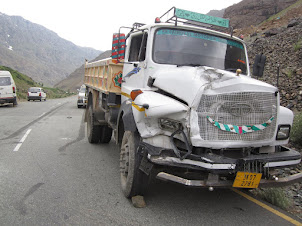 Treacherous highway. Site of a accident on the Srinagar to Leh " highway.