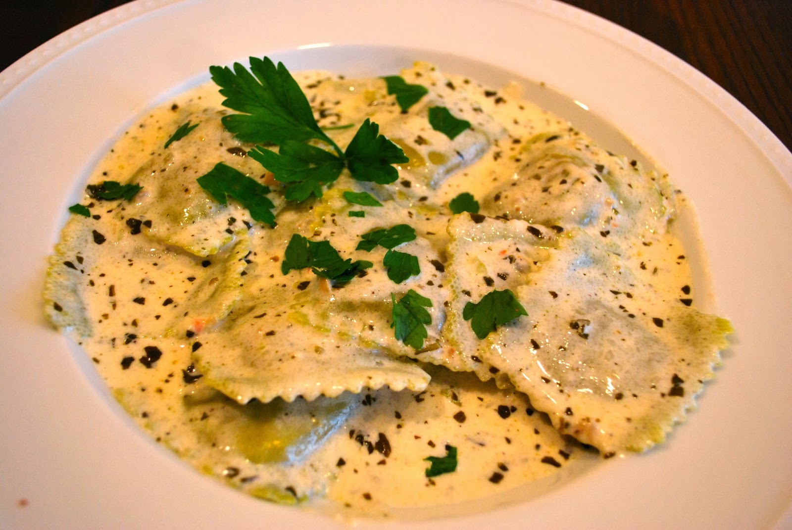 mushroom ravioli with alfredo sauce