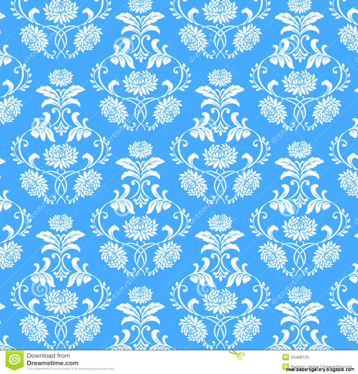 Seamless White Flower Pattern On Blue Background Royalty Free Seamless White Flower Pattern On Blue Background Royalty Free