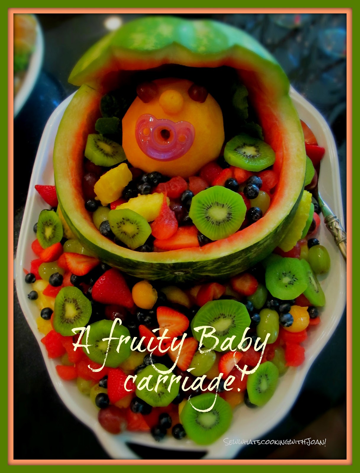 how to make a watermelon baby carriage with baby inside