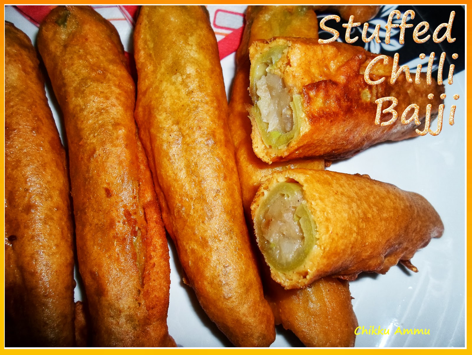 Chikkus Kitchen Stuffed Chilli Bajji Recipe / Stuffed Milagai Bajji Recipe