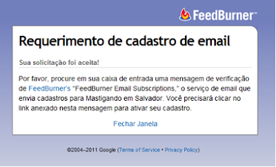 Siga as instruções para se cadastrar nos Feeds RSS por email