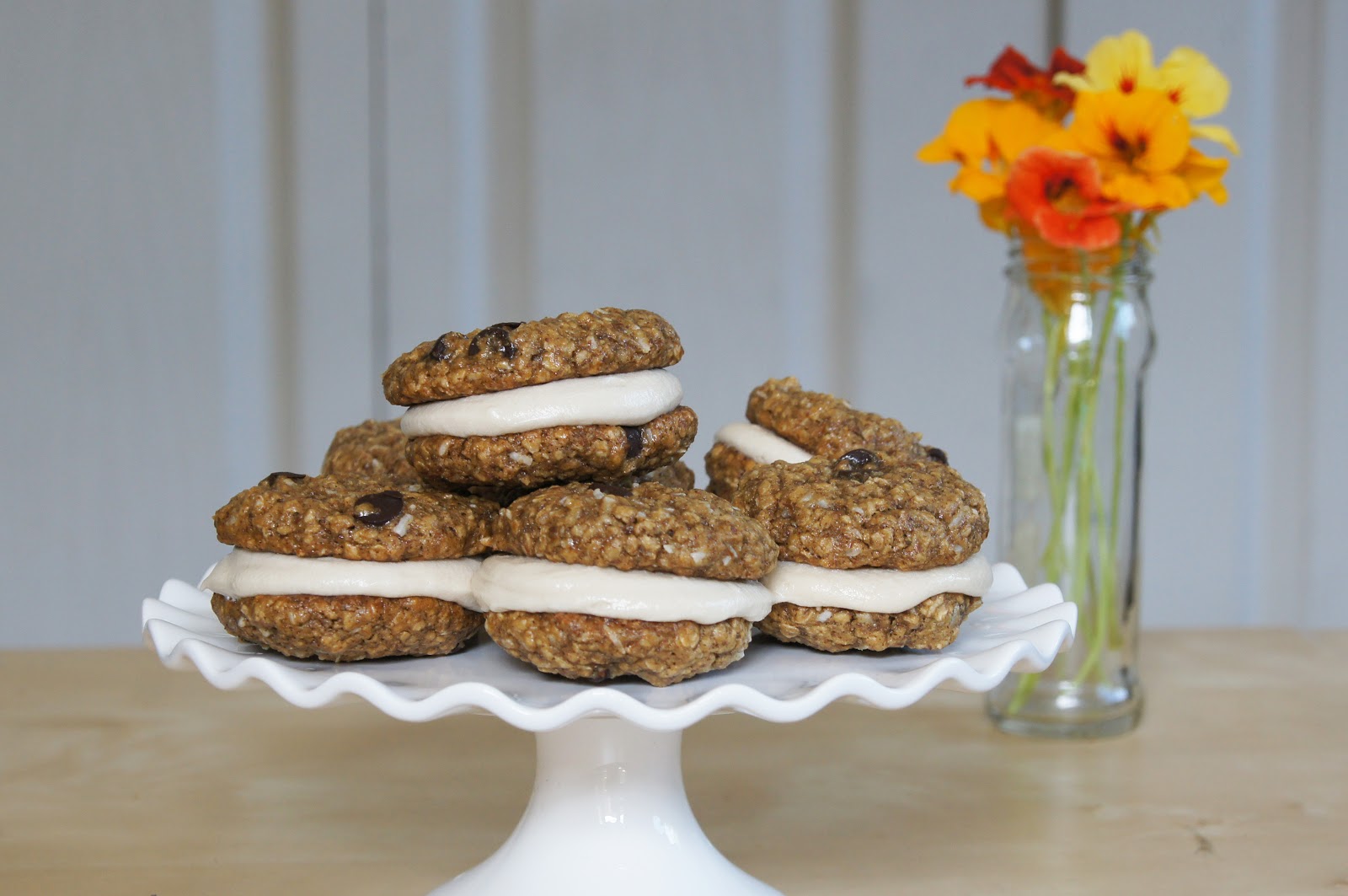 kokonut kitch Coconut Choc Chip Oatmeal Cookie Sandwiches