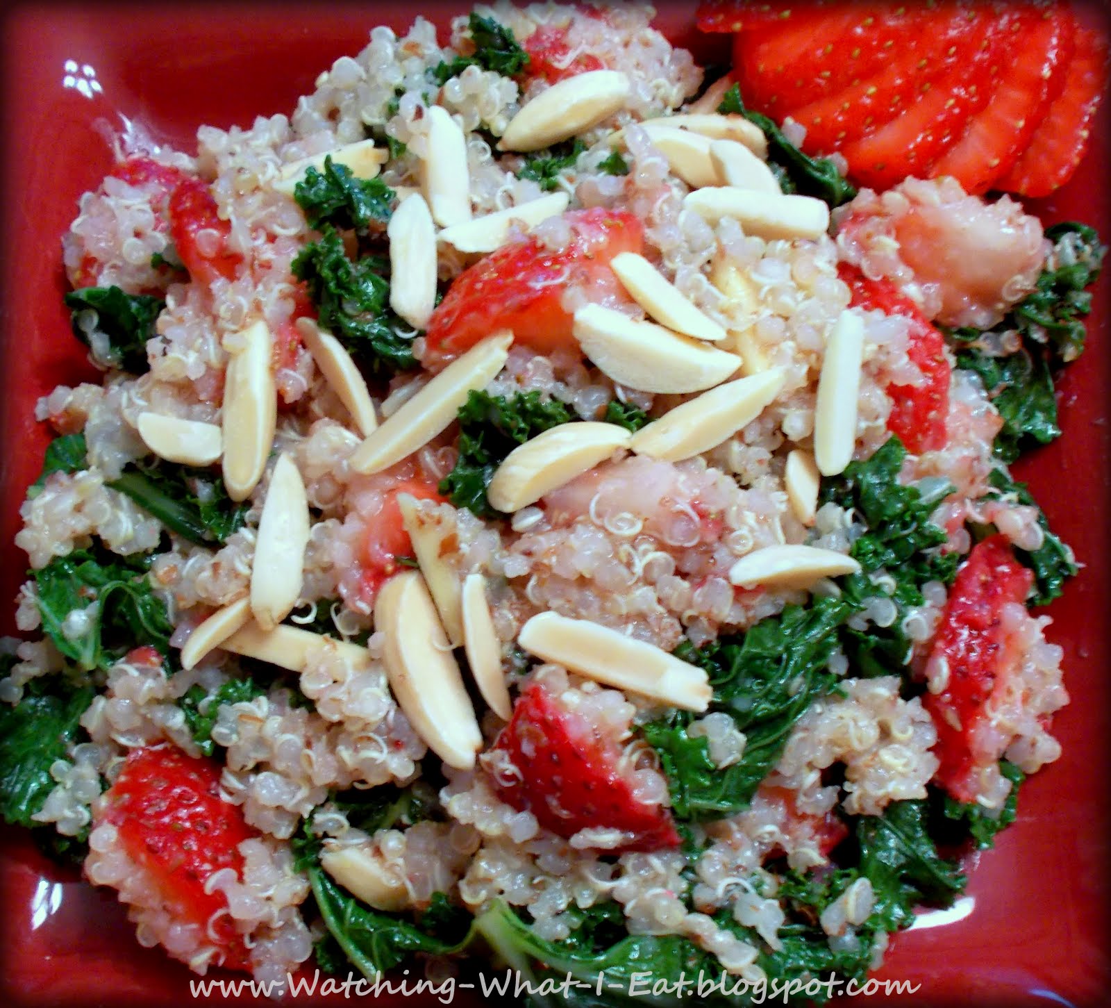 Watching What I Eat Quinoa, Kale & Strawberry Salad Celebrating