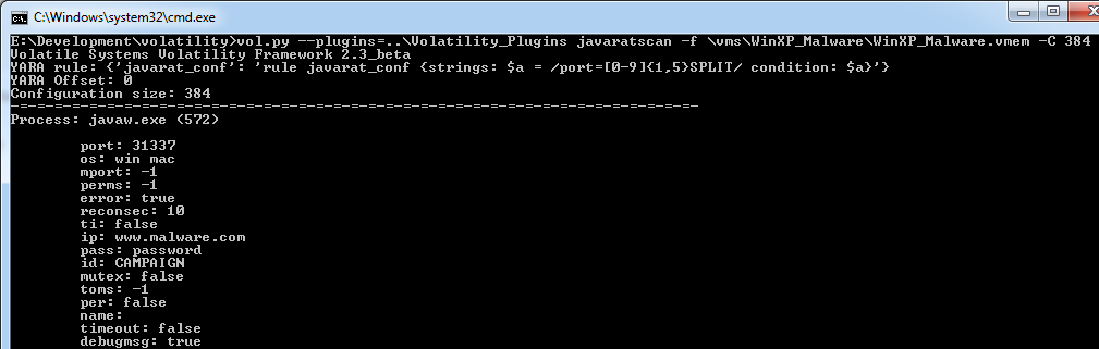 Dumping Malware Configuration Data from Memory with Volatility