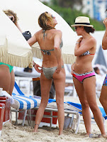 Katie Cassidy at the beach with friends