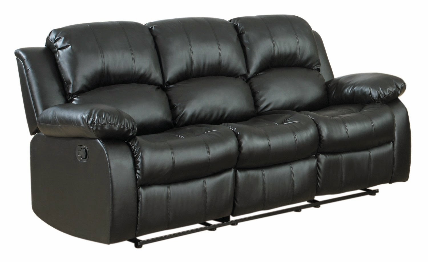 black faux leather reclining sofa