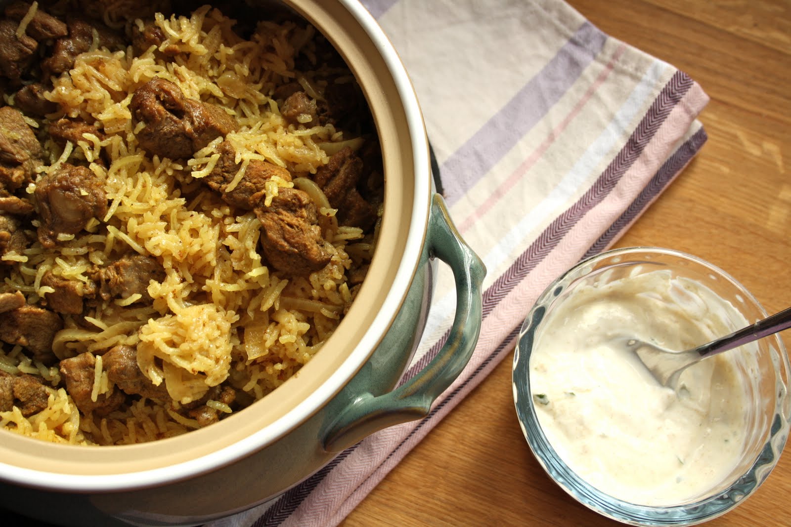 HALF A POT OF CREAM Lamb Biryani with Cumin, Mint and Coriander Yoghurt