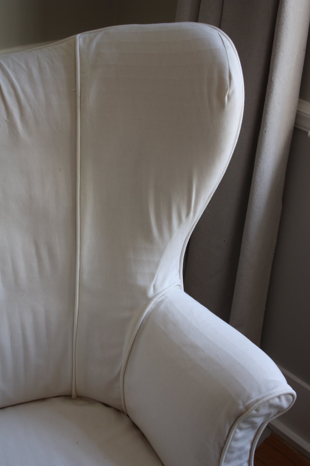dwell and tell How to Add Padding under Slipcovers Wing Chair Update!