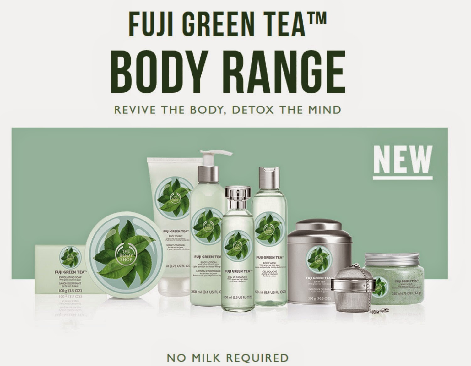The Body Shop Fuji Green Tea body range revive the body, detox the