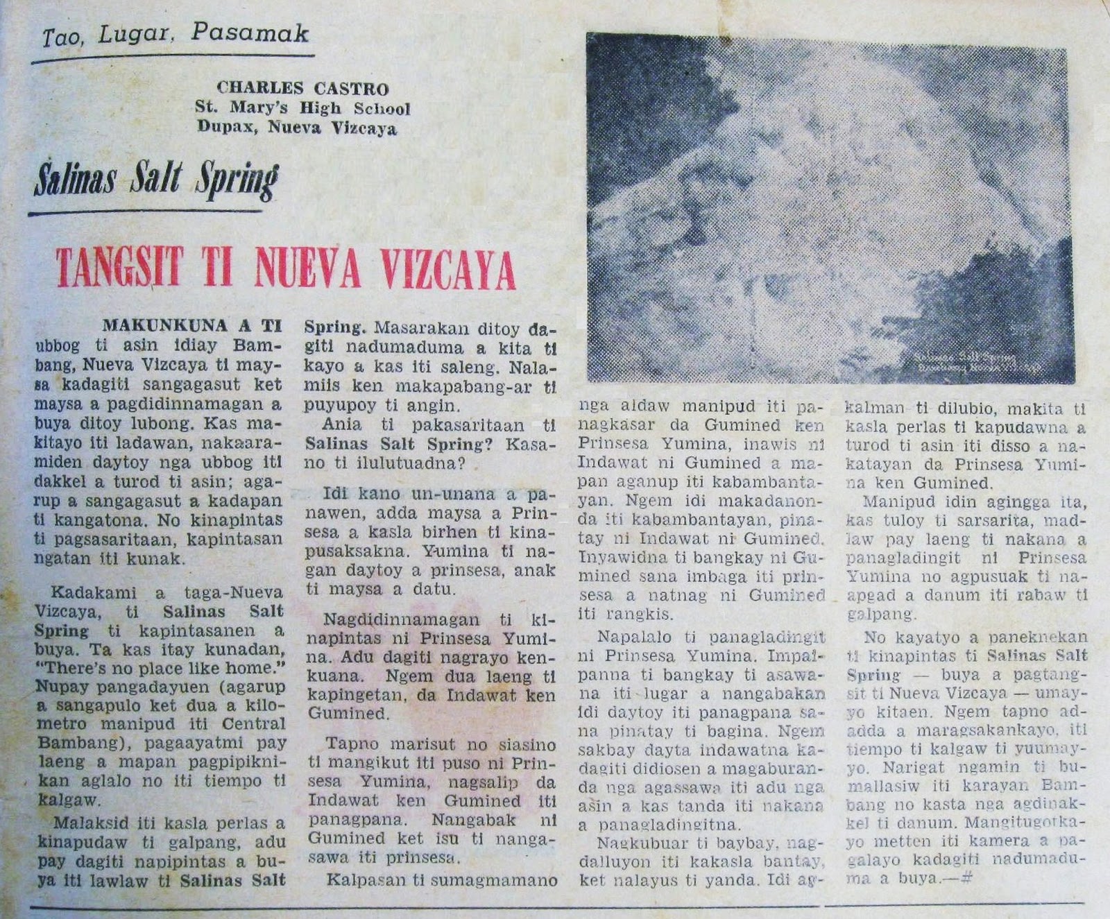 Isinay Bird My First Published Article Was On The Salinas Salt Spring