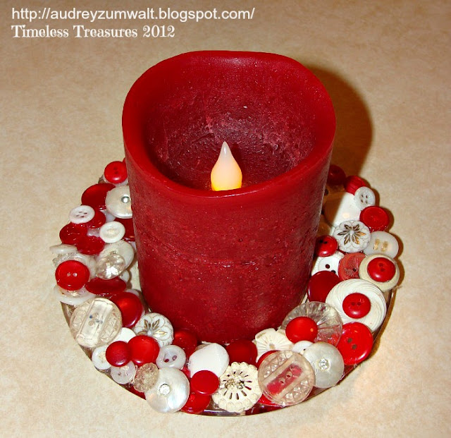 Timeless Treasures DIY Red and White Button Candle Holder