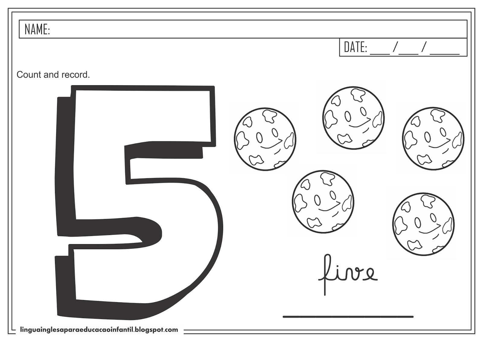 Língua Inglesa para Educação Infantil Atividade Numero 5 em Inglês
