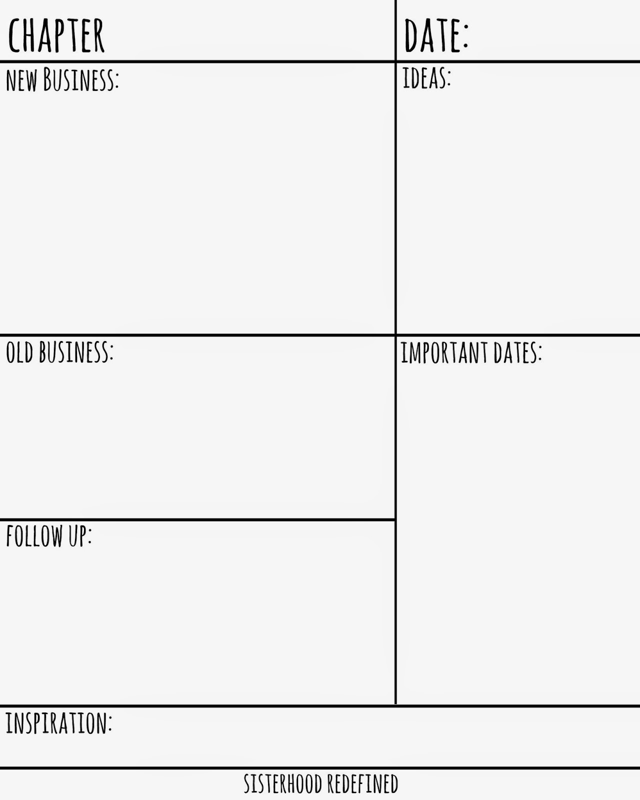 Sisterhood Redefined Chapter Planner Free Printable