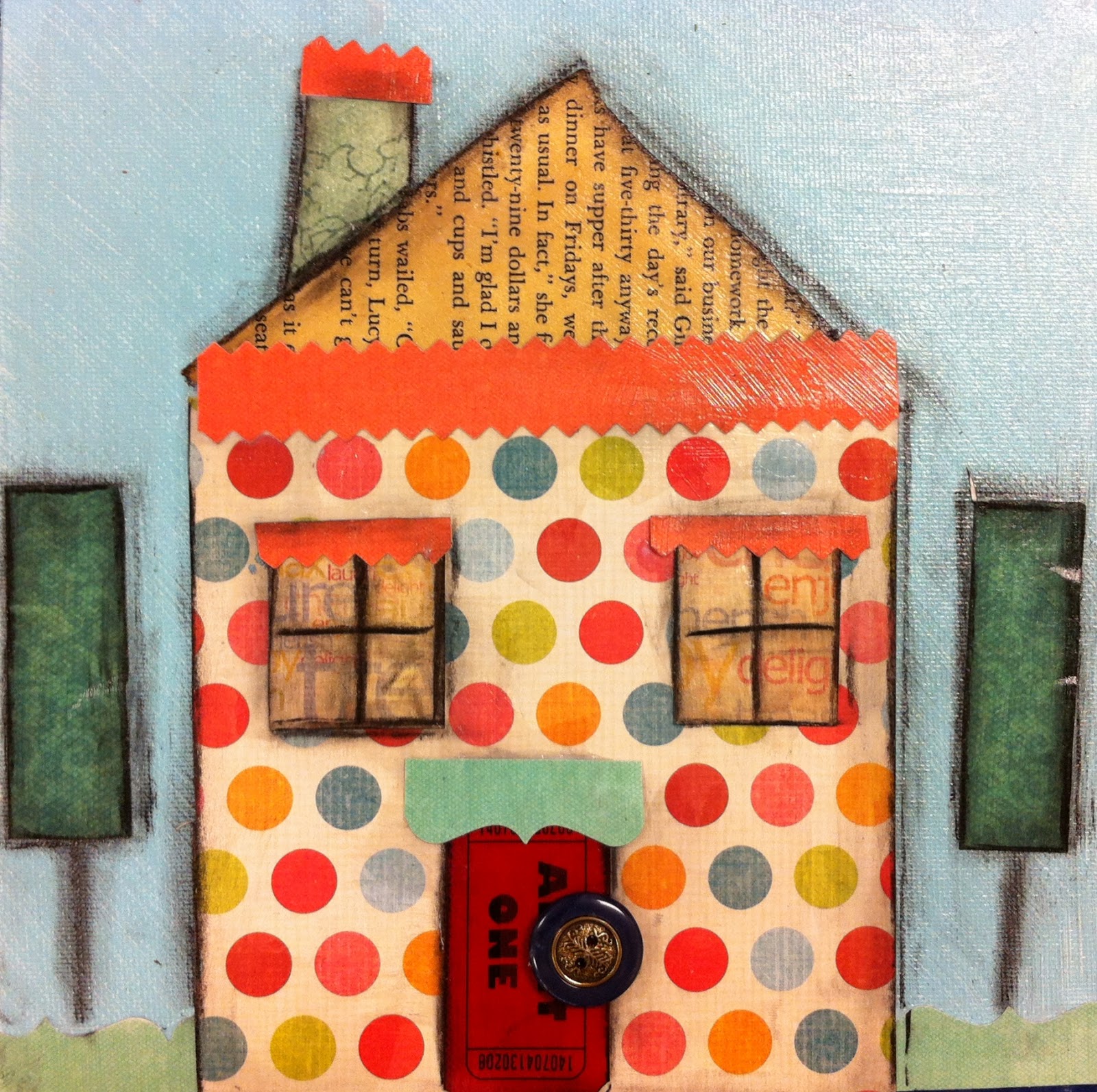 Angela Anderson Art Blog Cute Houses Mixed Media Project Kid's Art Class