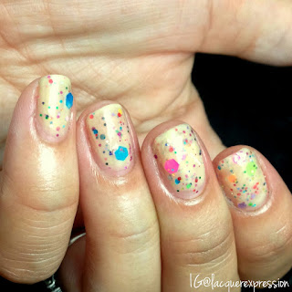 swatch of unicorn disco party nail polish by polish addict nail color