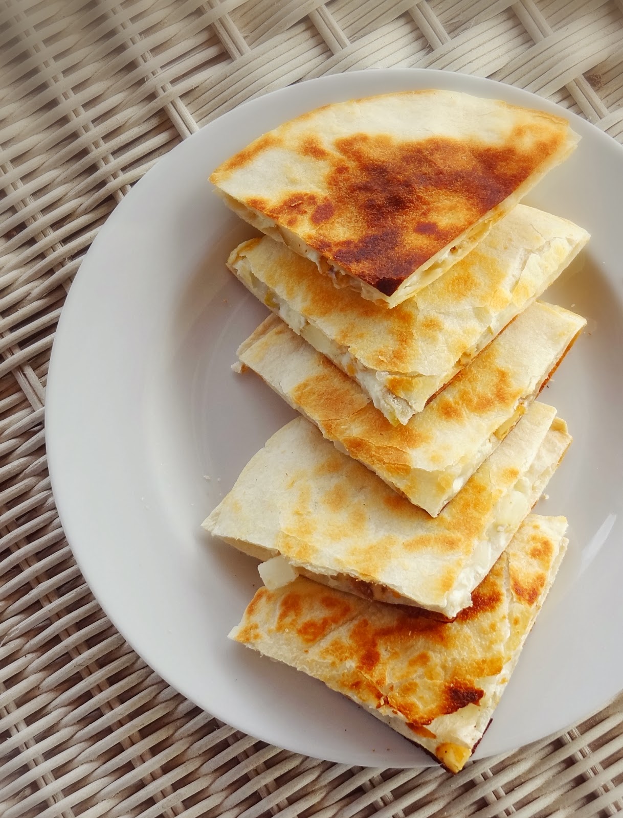 Pears spices walnuts goat cheese quesadilla