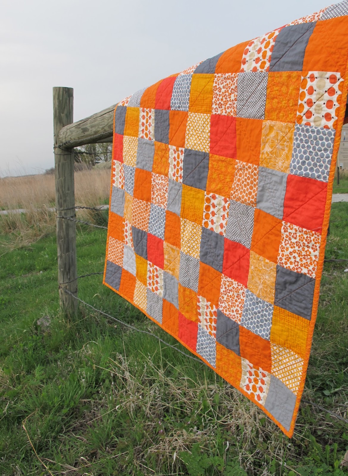 Orange and Grey Quilt