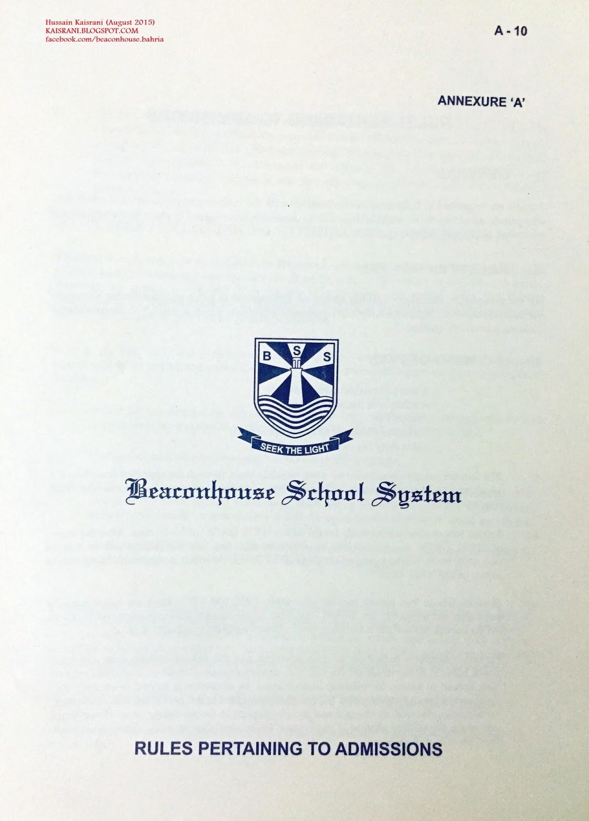 Hussain Kaisrani Beaconhouse School System, Bahria Town Campus (BBTC