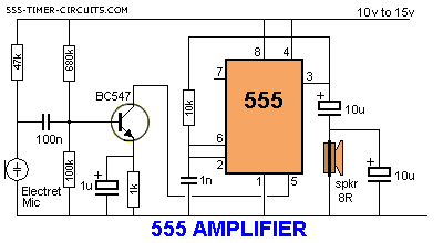 Simple 555 Amplifier Circuit Diagram