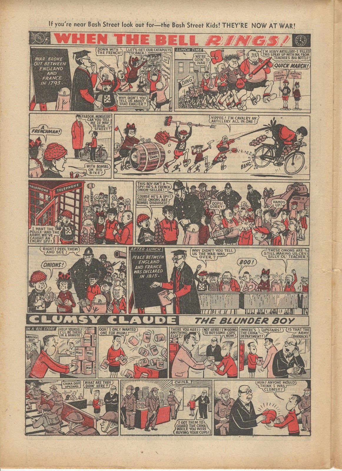 Peter Gray's Comics and Art When the bell rings! Bash Street kids 19th