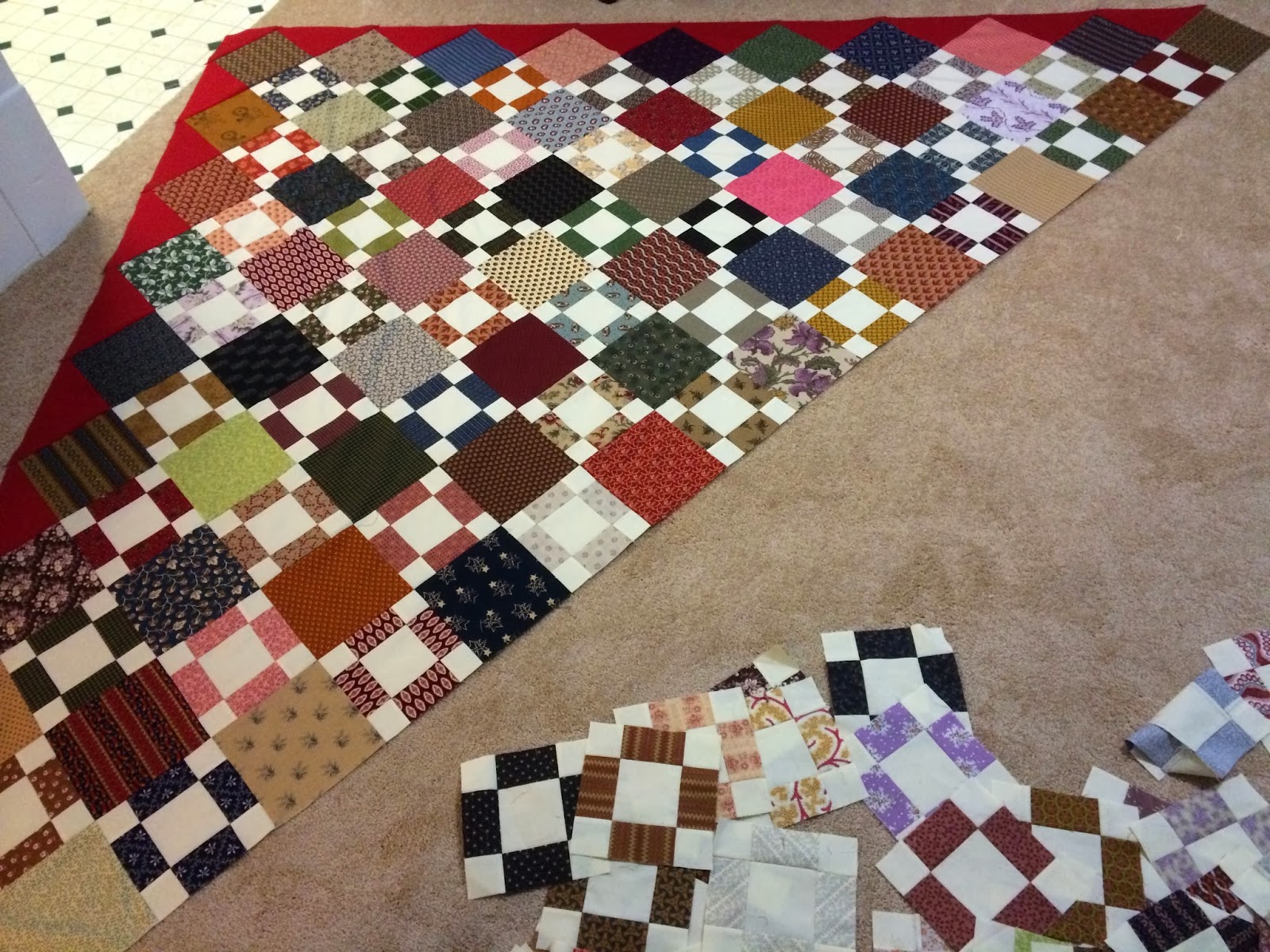 Stella Bella Quilts Second Hand Clothes Quilt Half Way Done
