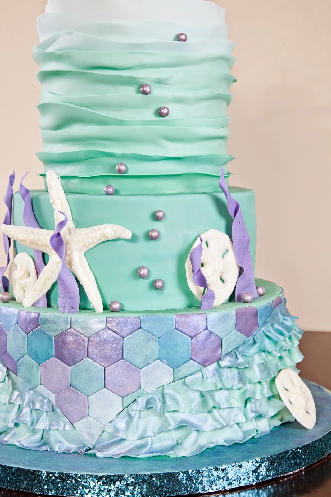 Delectable Cakes Pearly Purple and Teal Mermaid Cake Delectable Cakes Pearly Purple and Teal Mermaid Cake
