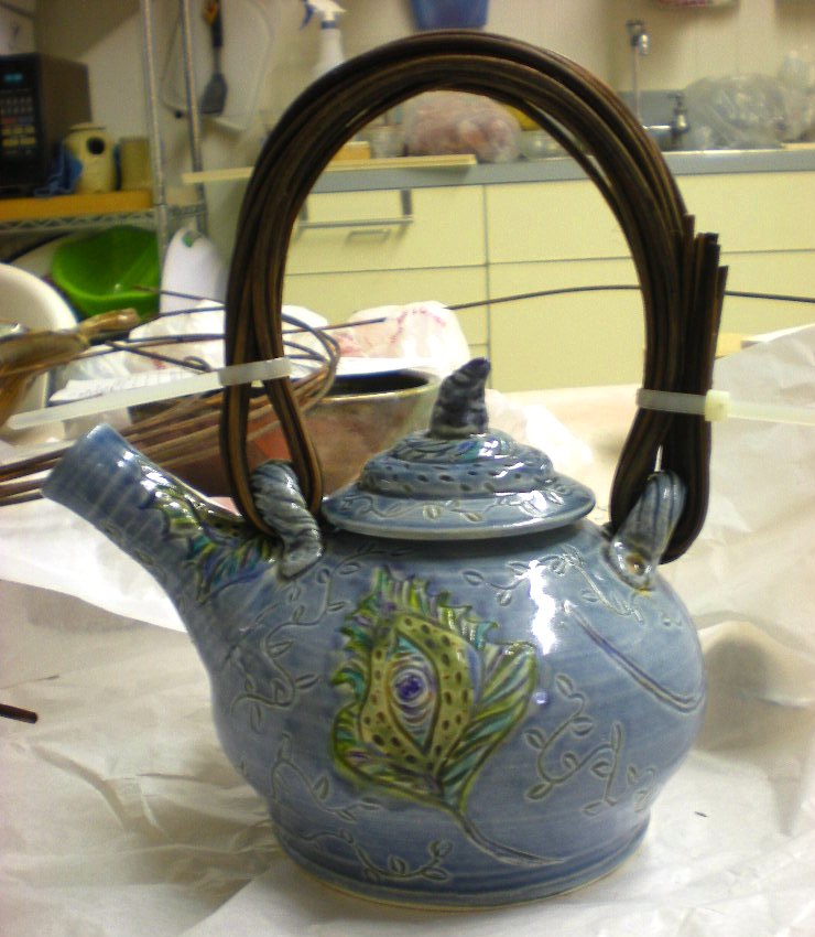 bluegillpottery Handles on Teapot
