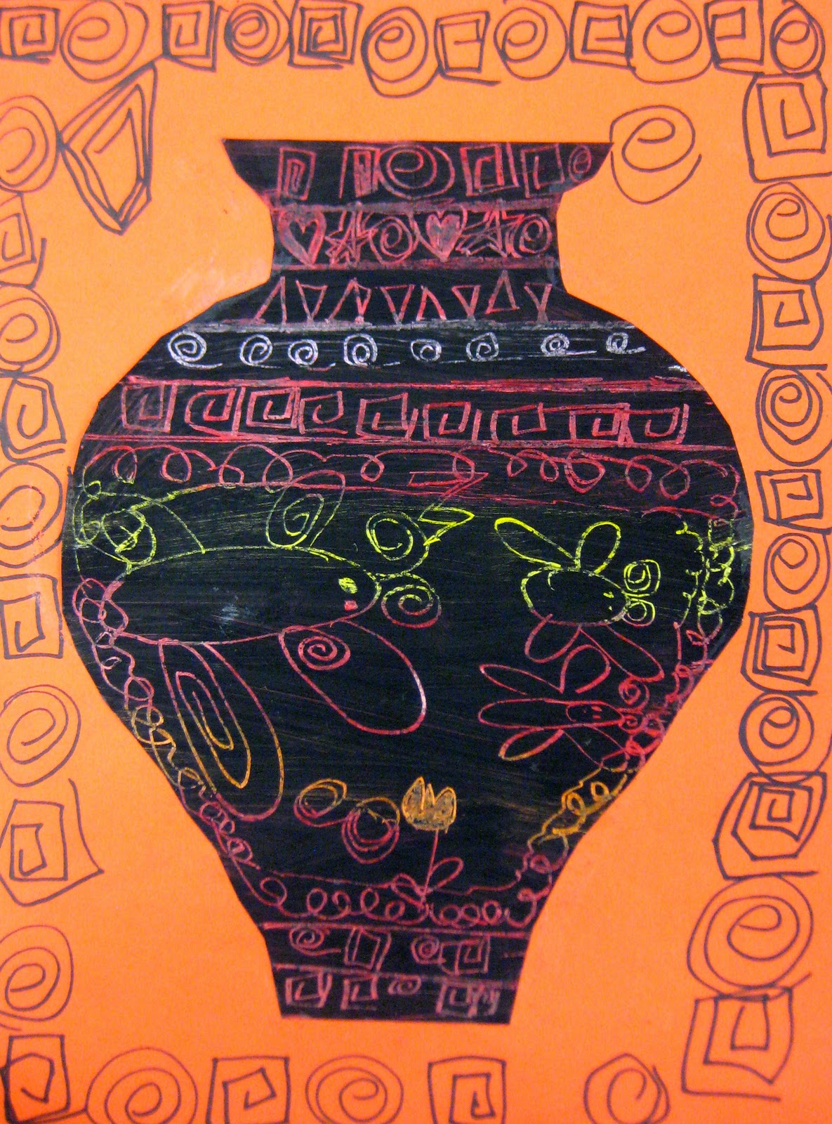 Experiments in Art Education Greek Vases Scratch Art