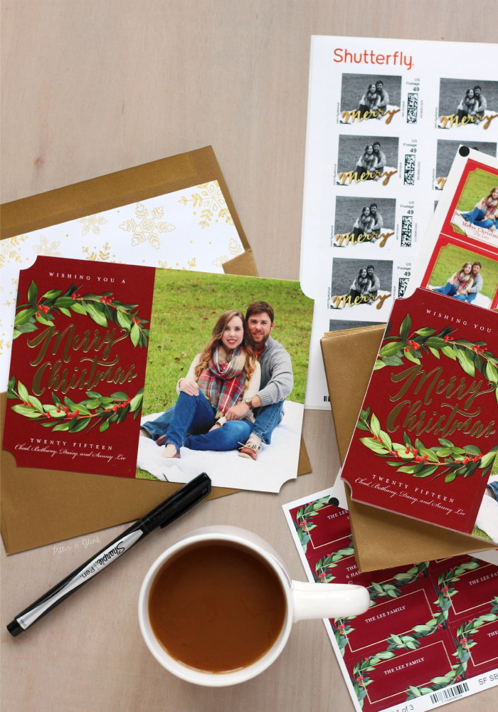 Beautiful gold foil-stamped photo Christmas cards from Shutterfly. www.pitterandglink.com
