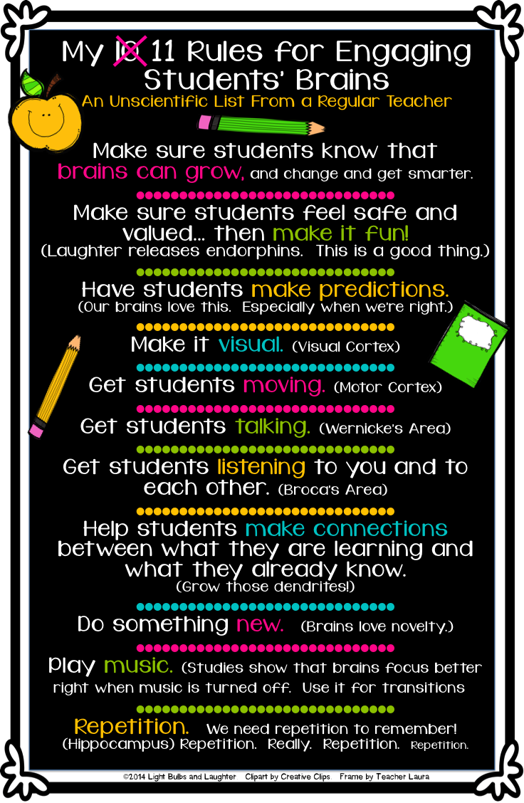 Light Bulbs and Laughter - Eleven Rules for Engaging Students' Brains
