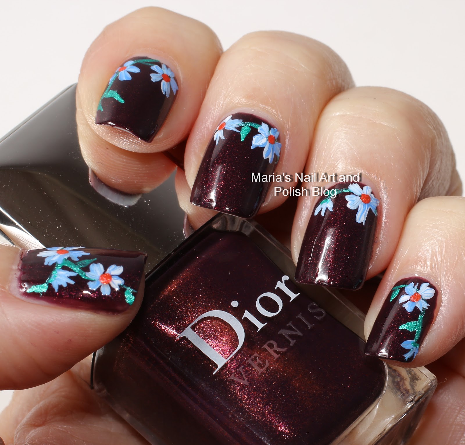 Marias Nail Art and Polish Blog Licorice flowers nail art