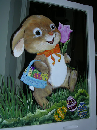 Happy Easter on window