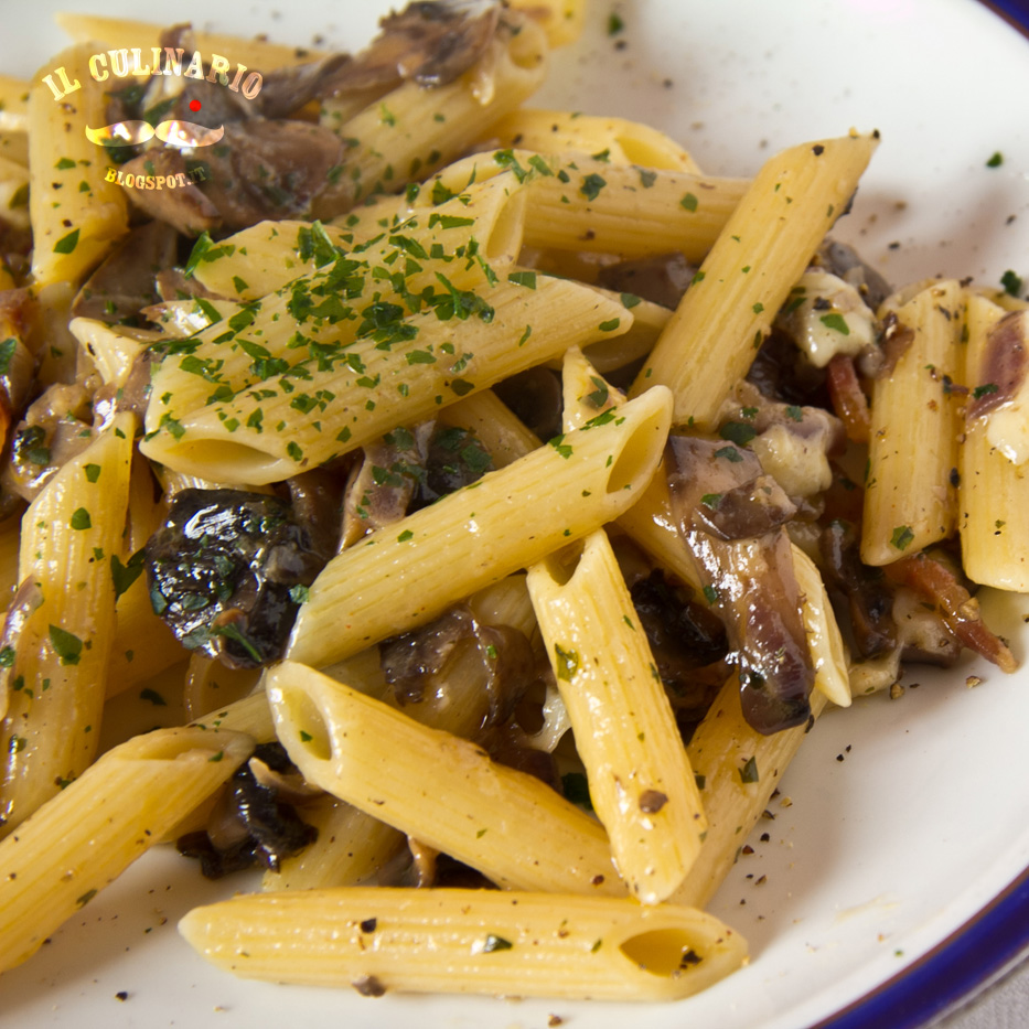 Penne con champignons e pancetta alla crema di formaggi Il Culinario
