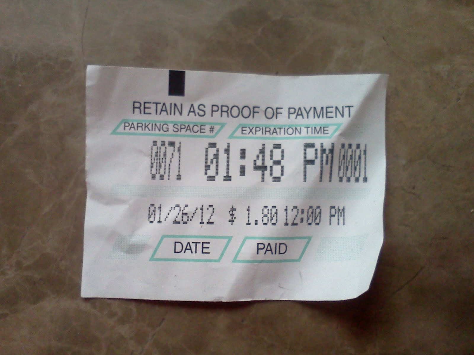 Parking Ticket Receipt