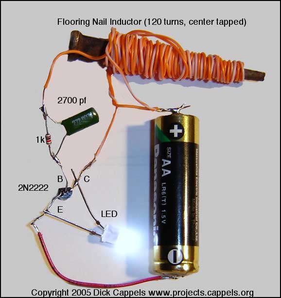 Kiran's Projects Joule Thief without Ferrite Torroid