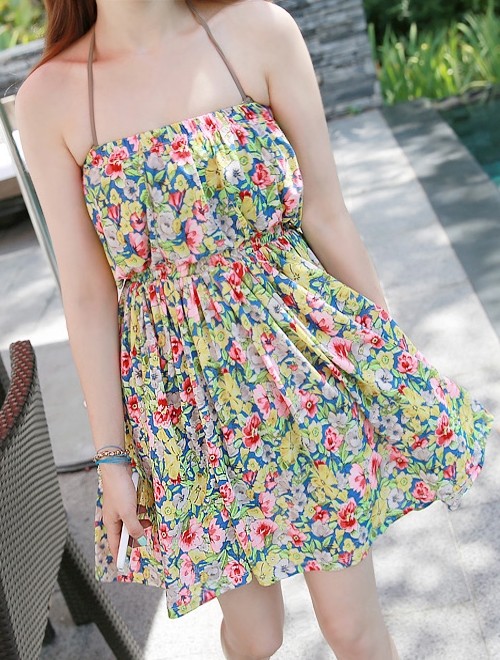 [Miamasvin] Strapless Floral Dress KSTYLICK Latest Korean Fashion